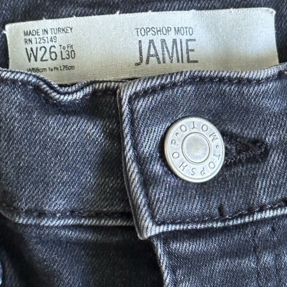 Top Shop MOTO JAMIE Faded Black W/ Floral Embroidery Ankle High Waist Stretch - Picture 4 of 10